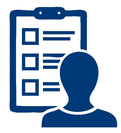 Icon of a person with a clipboard
