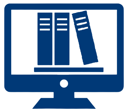 Icon of computer screen with books
