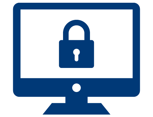 Icon of computer screen with padlock