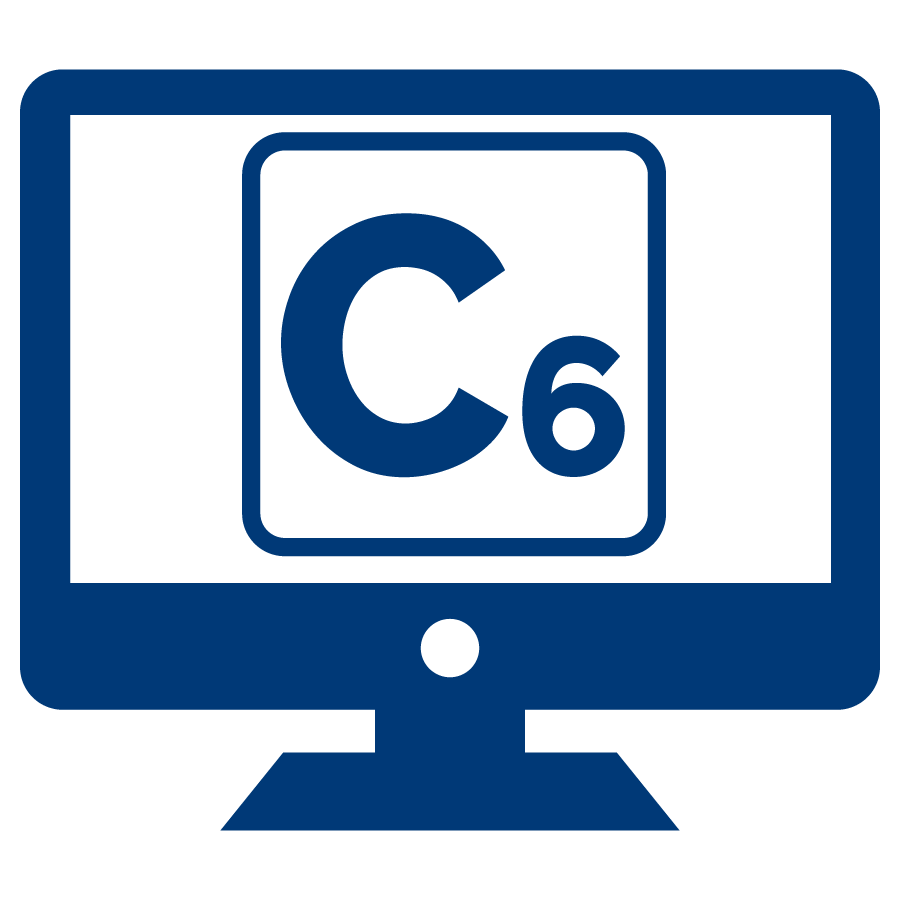 Icon of computer screen with C6