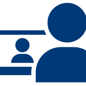 Icon of person with computer screen