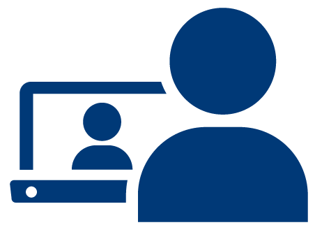 Icon of person with computer screen