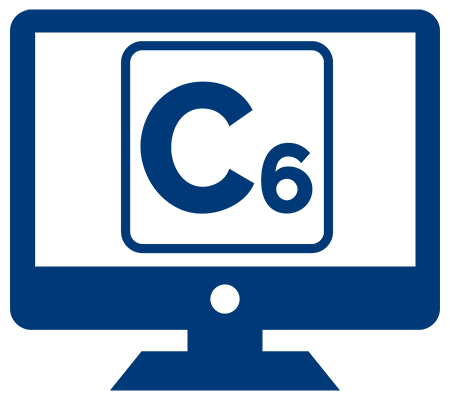Computer screen showing C6 logo