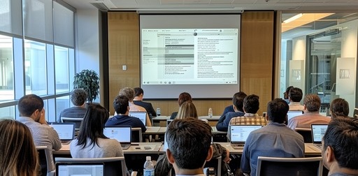 People in a training course classroom