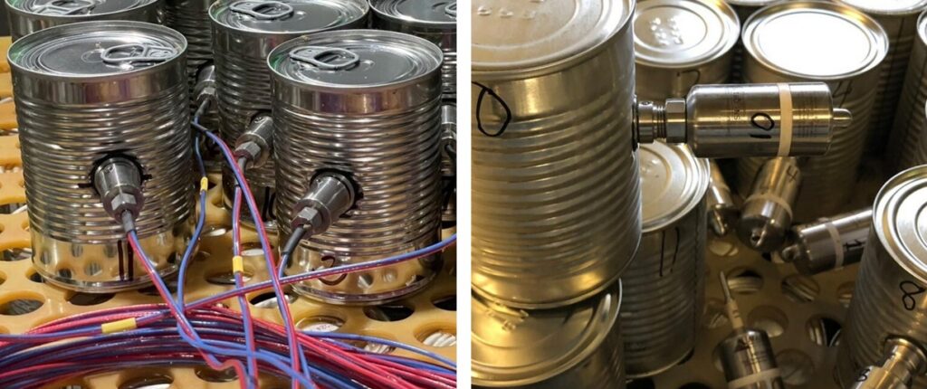 Photo showing wired and wireless devices attached to cans